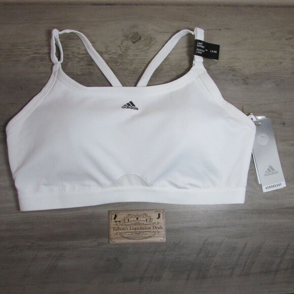 Adidas Women's LG D-DD Aeroreact Training Light Support Sports Bra White - Picture 1 of 3